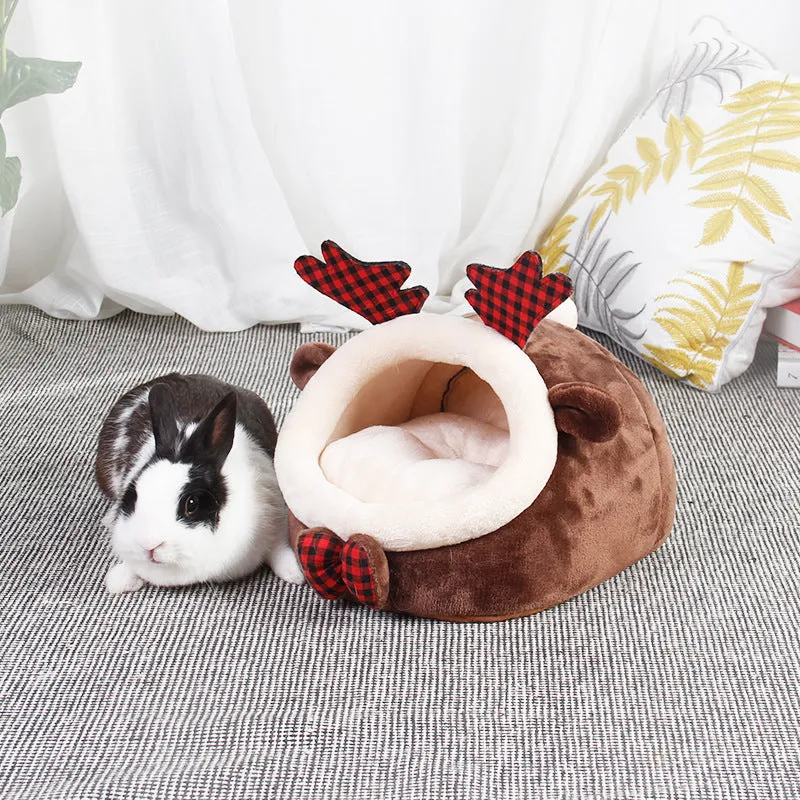 Small pet bed house in koala grey flannel for guinea pigs, ferrets, hamsters, hedgehogs, rabbits, and rats