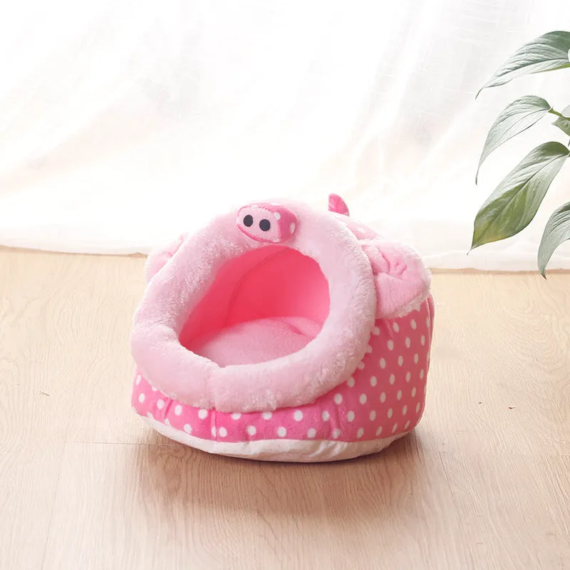 Small pet bed house in koala grey flannel for guinea pigs, ferrets, hamsters, hedgehogs, rabbits, and rats
