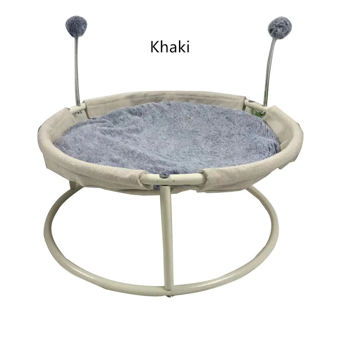 Cat nest in size L with stainless steel frame, moisture-proof base, in khaki colour