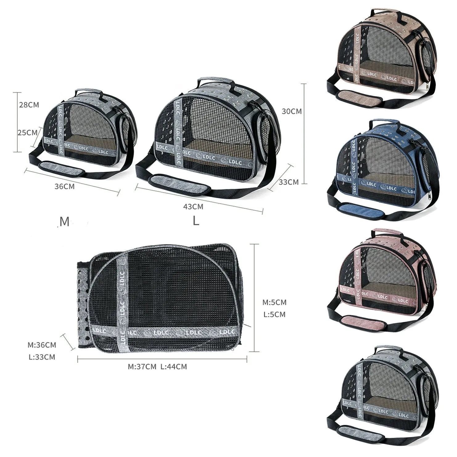 Portable one-shoulder pet bag for cat travel in blue Oxford cloth with anti-scratch cradle net