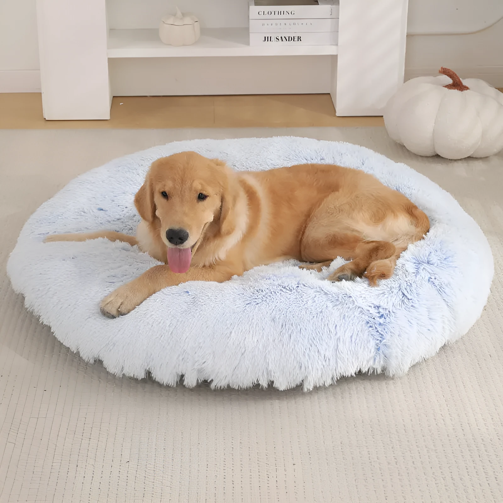 Round plush pet mat dog bed in multiple colours and sizes from 40cm to 120cm for dogs