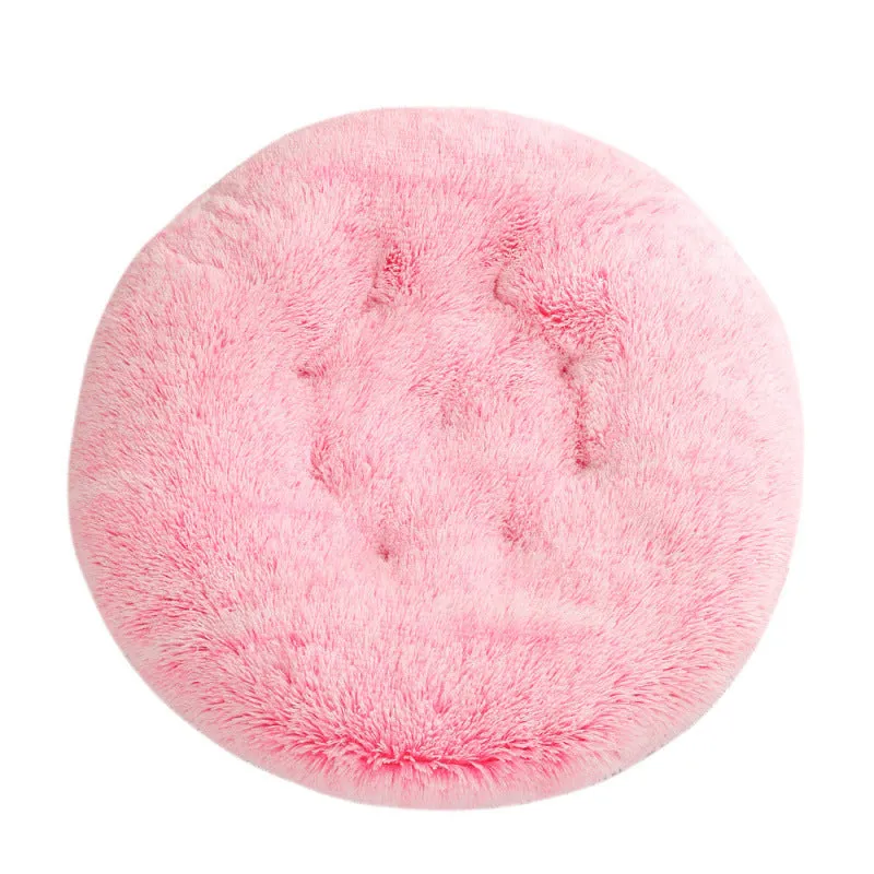 Round plush pet mat dog bed in multiple colours and sizes from 40cm to 120cm for dogs