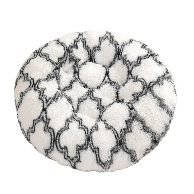 Round plush pet mat dog bed in multiple colours and sizes from 40cm to 120cm for dogs