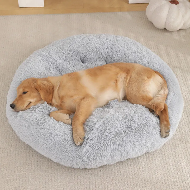 Round plush pet mat dog bed in multiple colours and sizes from 40cm to 120cm for dogs