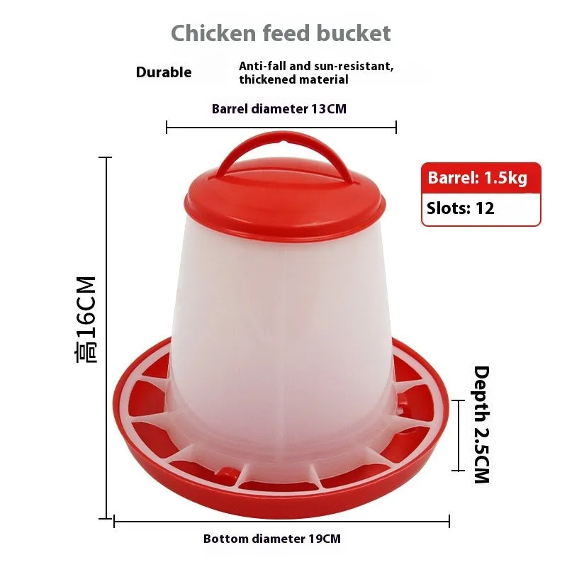 1.5KG automatic drinking fountain feed bucket for chickens ducks geese pigeons birds