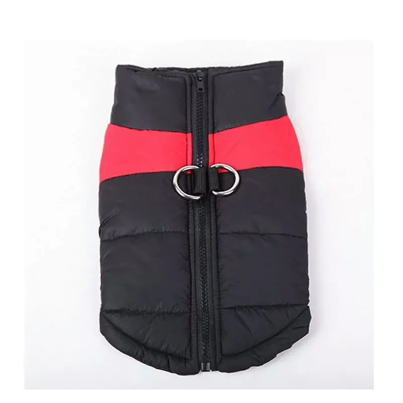 Autumn winter dog ski suit cotton coat vest in blue, showing vest style and casual design