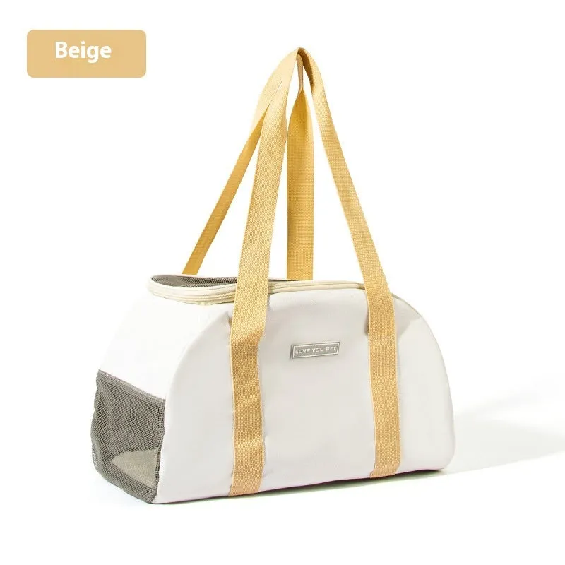 One shoulder breathable cat bag in Dynamic Yellow with Oxford cloth and plaid material
