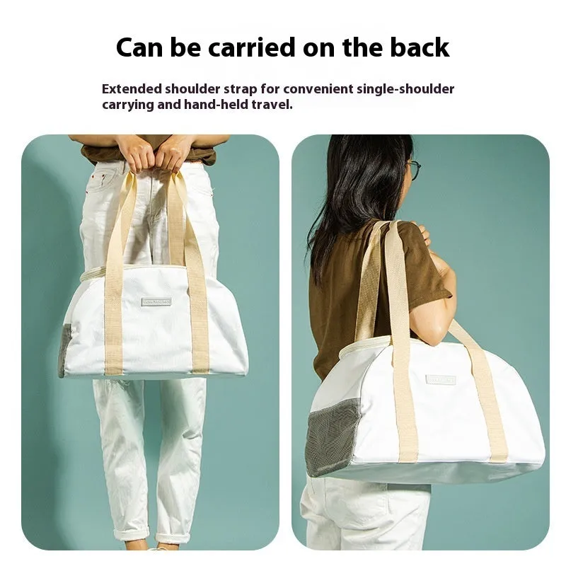 One shoulder breathable cat bag in Dynamic Yellow with Oxford cloth and plaid material