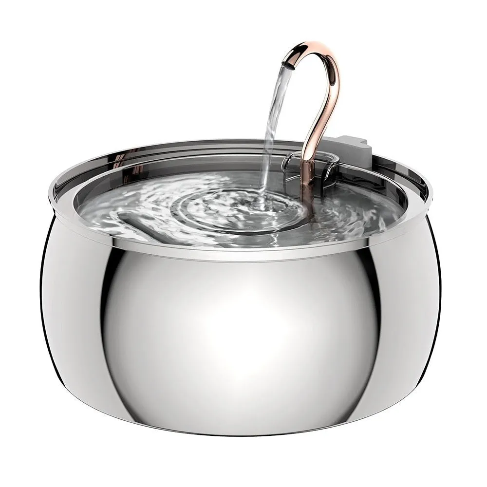 4L stainless steel pet water dispenser with copper tube faucet and water drop window for dogs and cats
