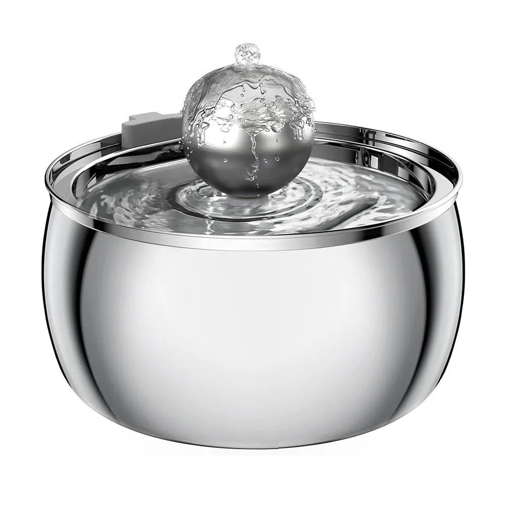 4L stainless steel pet water dispenser with copper tube faucet and water drop window for dogs and cats
