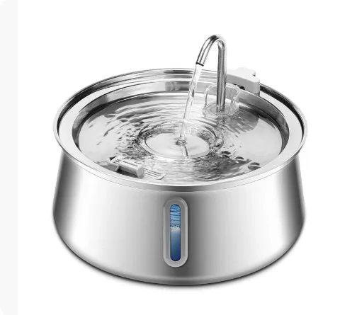 4L stainless steel pet water dispenser with copper tube faucet and water drop window for dogs and cats
