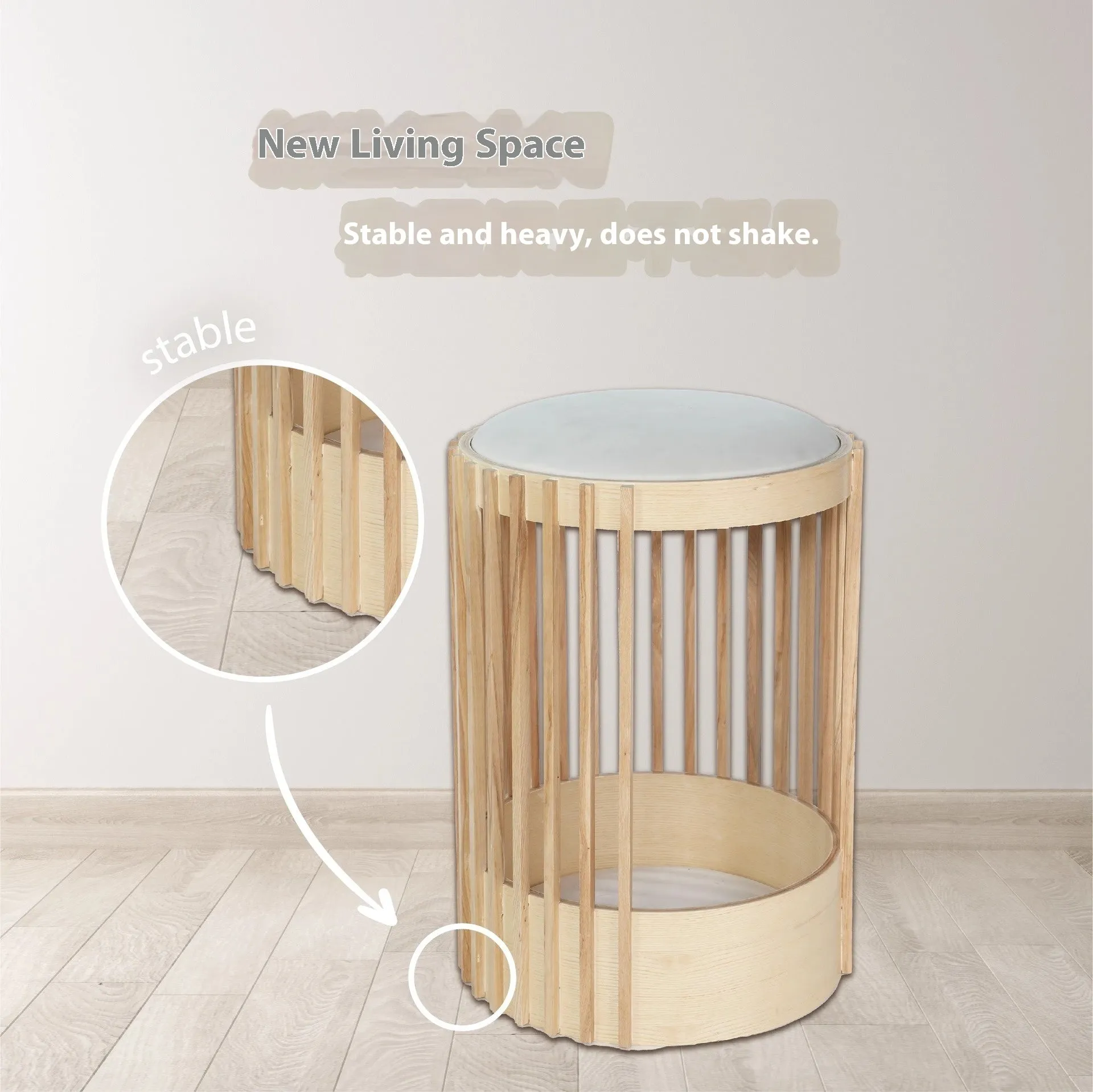 Solid wood column cat climbing frame with pet bed, 40x60cm, bite-resistant, simple style