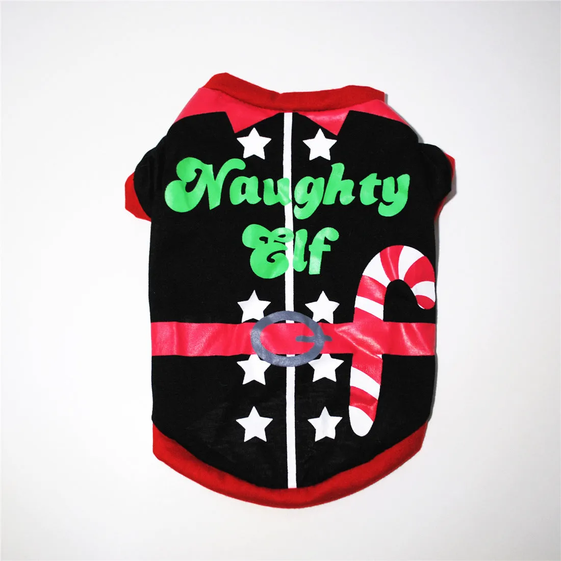 Christmas dog clothing in cotton with green Santa Claus design for small to large dogs