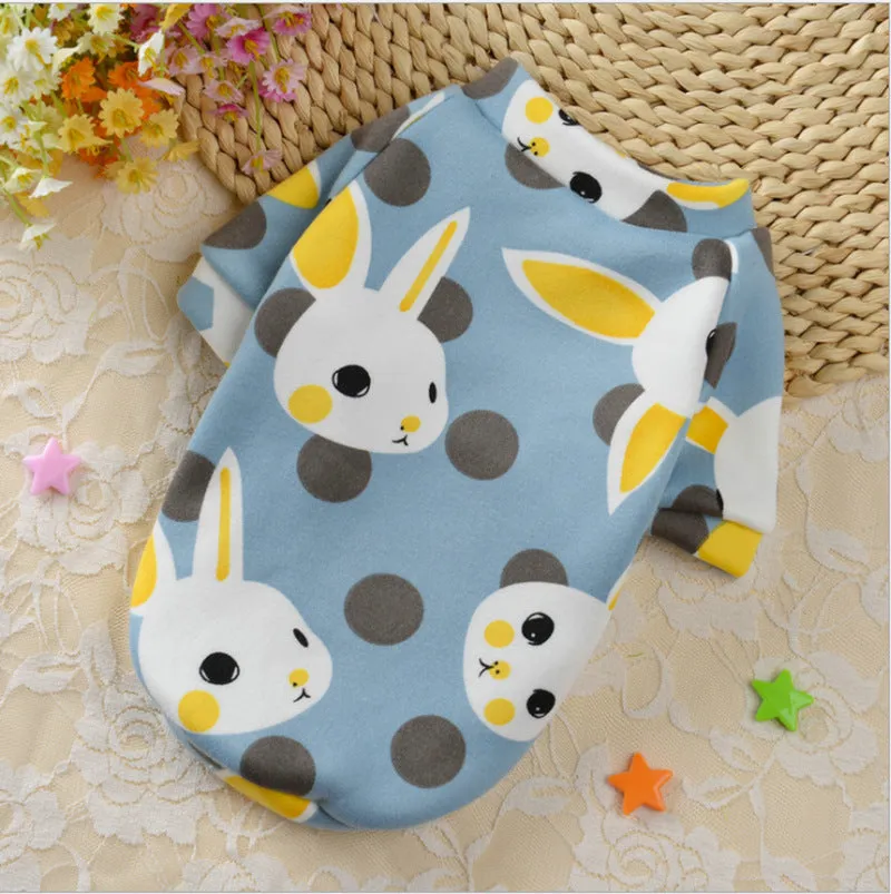 Small dog wearing a blue polyester fibre coat for autumn and winter, back length 20-40 cm sizes XS to XL