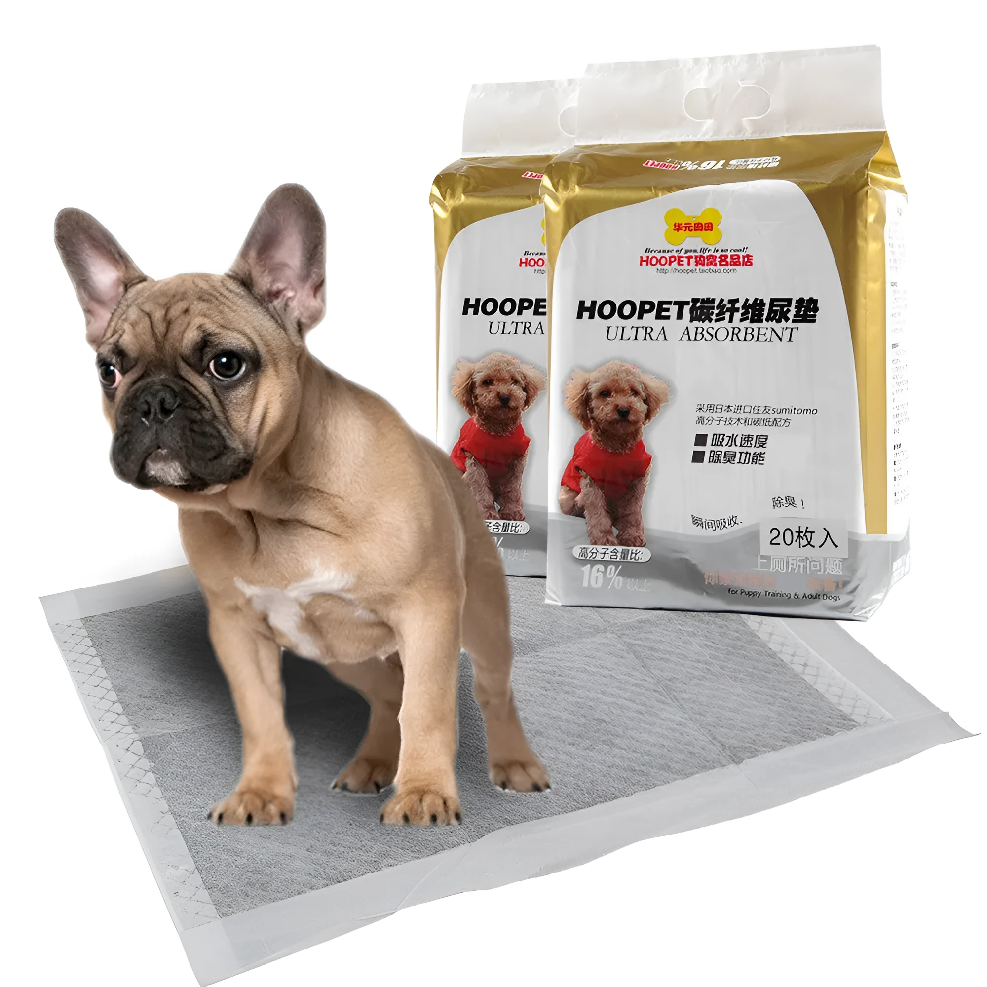 Carbon water-absorbing deodorising dog changing pads in three sizes 33x45cm 45x60cm 60x90cm