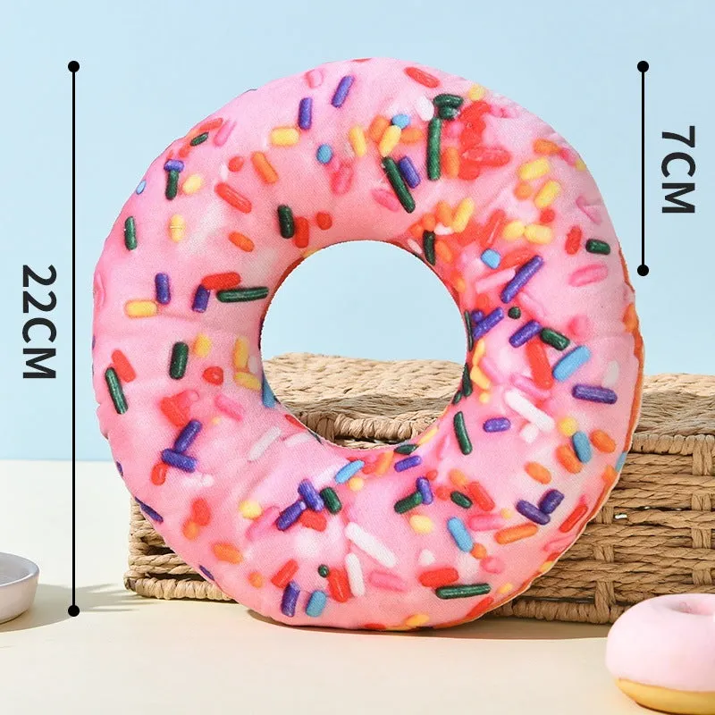 Polyester pet dog bite toy in Donut Pizza and Shrimp styles for small and medium dogs