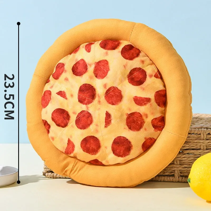 Polyester pet dog bite toy in Donut Pizza and Shrimp styles for small and medium dogs