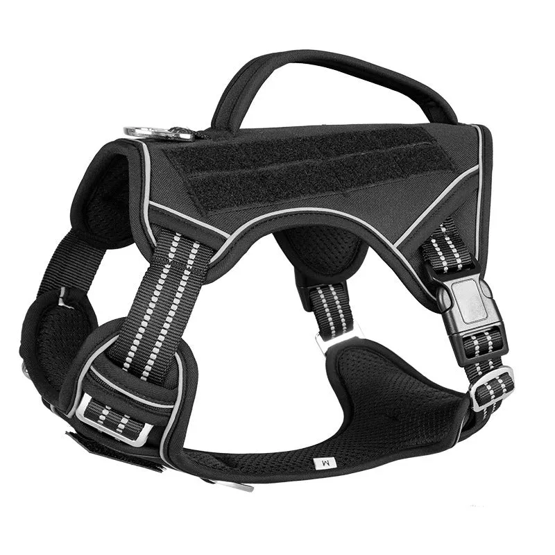 Oxford cloth tactical dog chest strap in camouflage colour for search and rescue working harness.