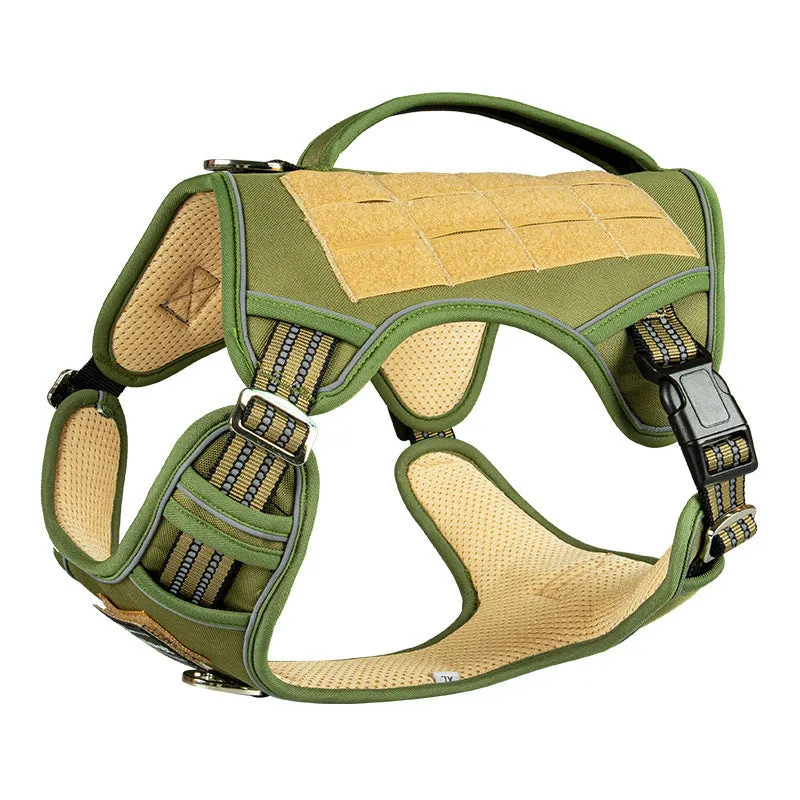 Oxford cloth tactical dog chest strap in camouflage colour for search and rescue working harness.