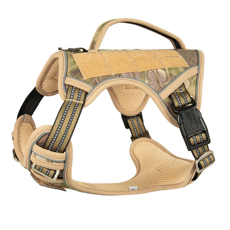 Oxford cloth tactical dog chest strap in camouflage colour for search and rescue working harness.