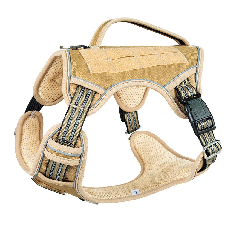 Oxford cloth tactical dog chest strap in camouflage colour for search and rescue working harness.