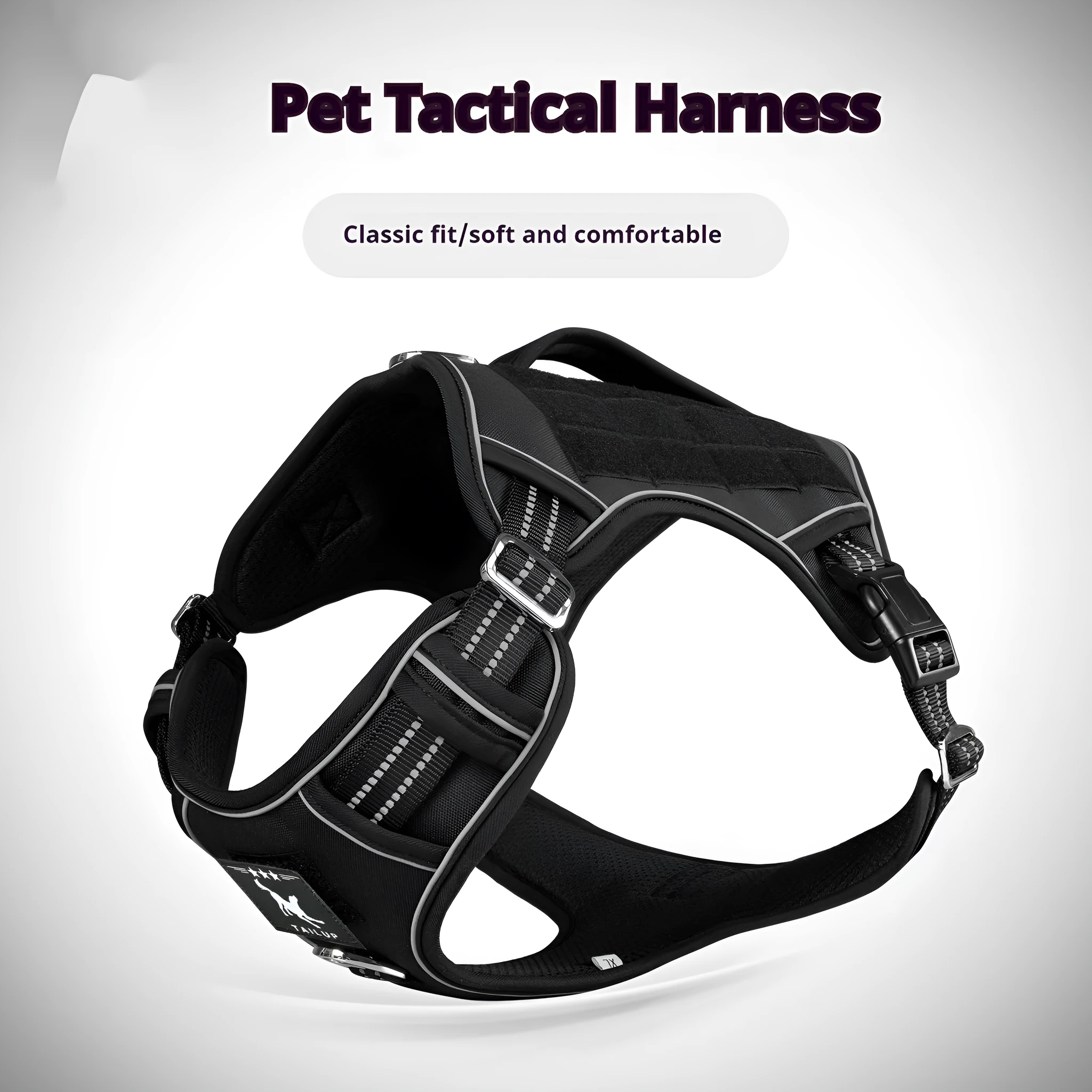 Oxford cloth tactical dog chest strap in camouflage colour for search and rescue working harness.