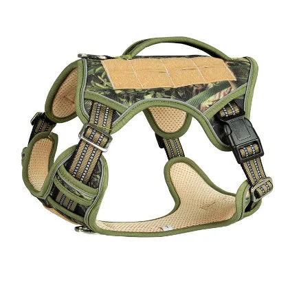 Oxford cloth tactical dog chest strap in camouflage colour for search and rescue working harness.