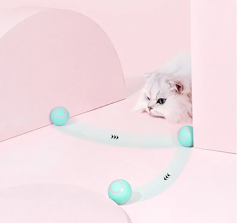 Cat Gravity 43mm plastic rolling ball toy with bionic motion and obstacle avoidance for cats on a hard floor