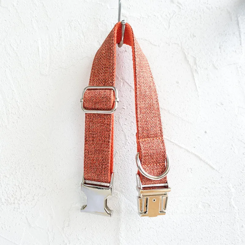 Double-layer thick polyester pet leash with adjustable metal buckle on a neutral background