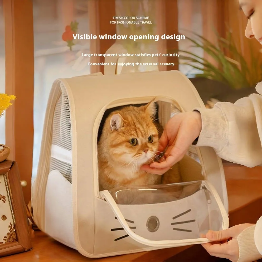 Multi-purpose folding pet bag in Oxford cloth with animal pattern, available in Beige colour