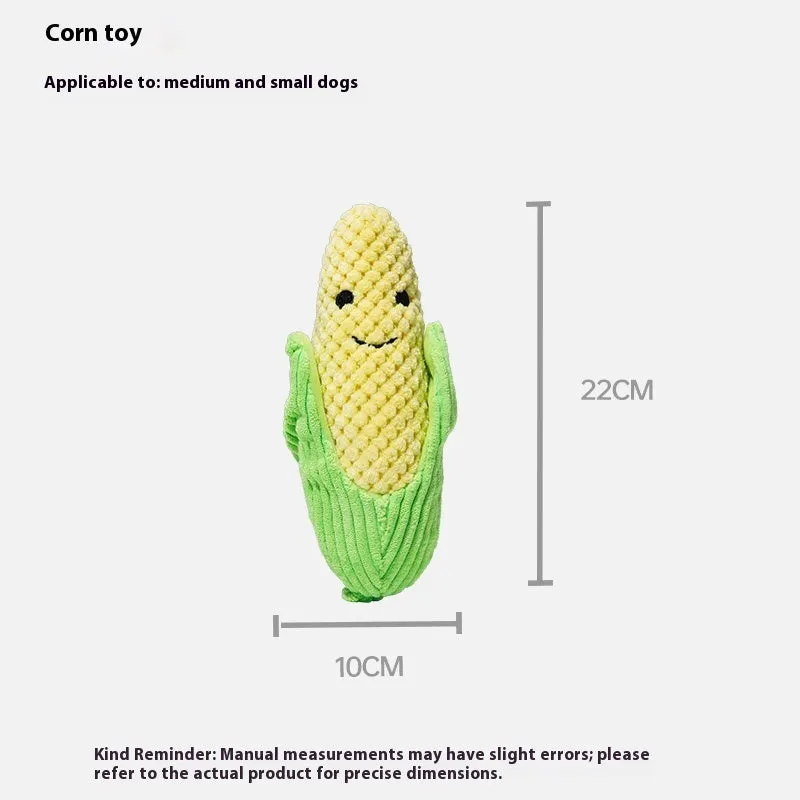 Green broccoli-shaped dog plush sound toy for molar teeth cleaning and interactive play