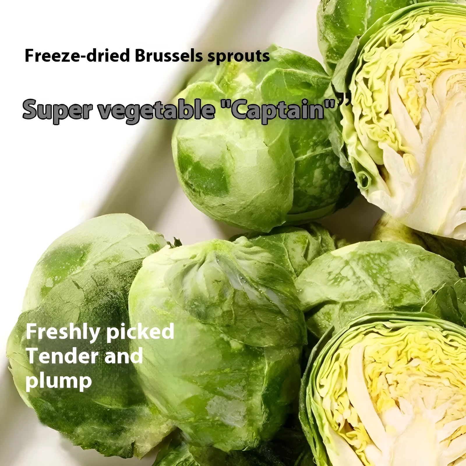 Pack of freeze-dried Brussels sprouts dog snacks, 20g, with natural vegetable appearance