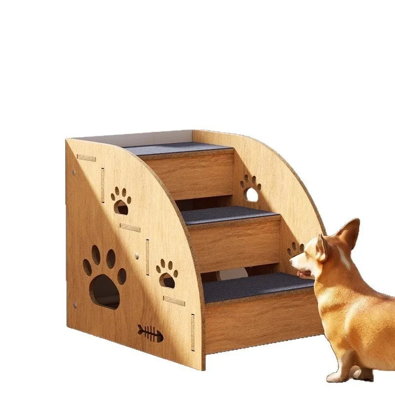 Pet small dog anti-skid wear-resistant auxiliary stairs with density board and carpet cloth, three layer configuration