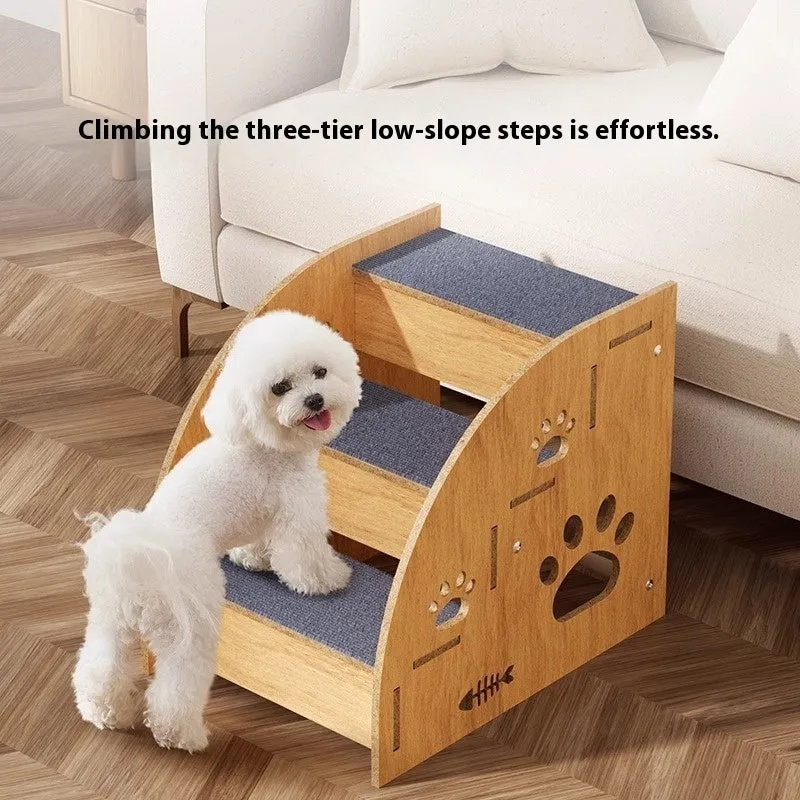 Pet small dog anti-skid wear-resistant auxiliary stairs with density board and carpet cloth, three layer configuration