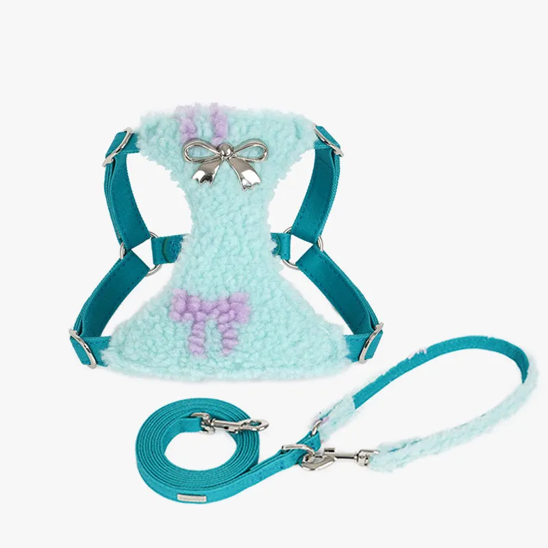 Dog fleece vest chest strap with hand holding rope in Ryukin pink colour, XXS size