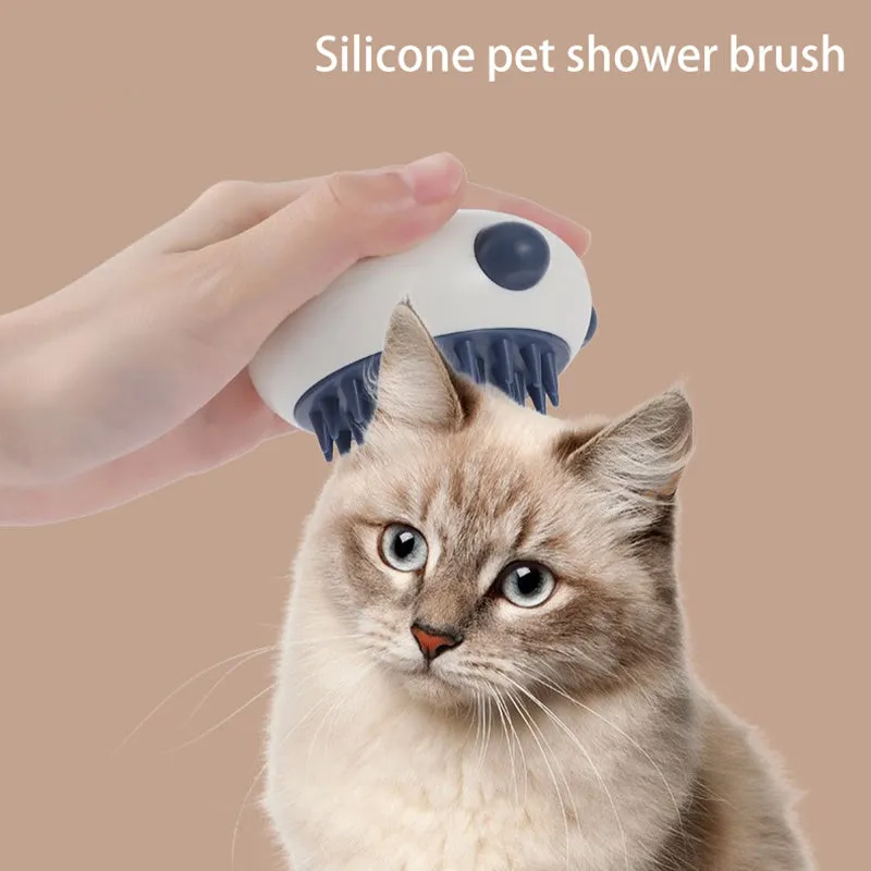 Panda-shaped silicone pet shower brush with soft bristles for bathing cats and dogs