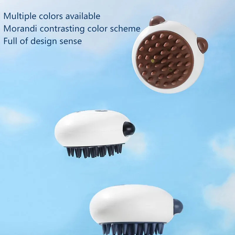 Panda-shaped silicone pet shower brush with soft bristles for bathing cats and dogs