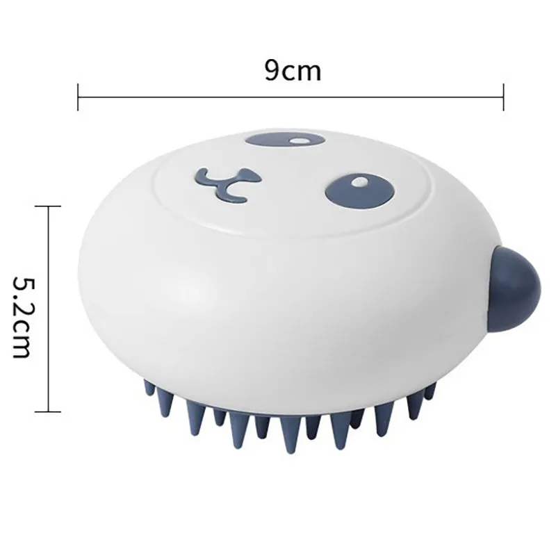 Panda-shaped silicone pet shower brush with soft bristles for bathing cats and dogs