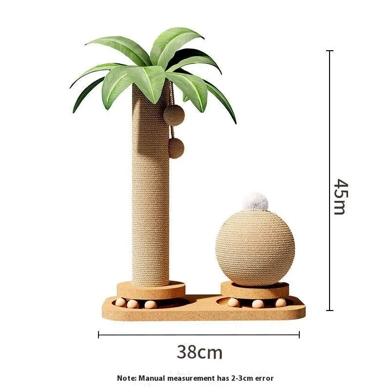 Cat climbing frame with turntable in coconut tree colour, made from wood, available in density plate or solid wood style