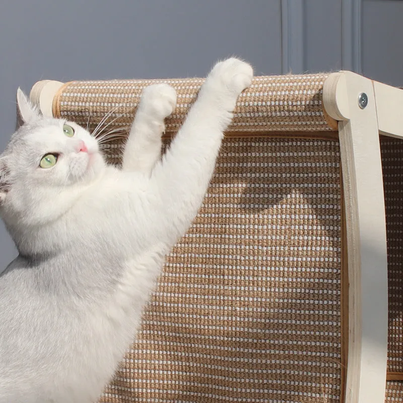 Large double-layer cat nest with solid wood frame and sisal scratch board on top, suitable for cage use