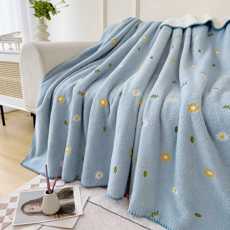 Cloud Velvet multifunctional office nap shawl blanket in Tulip beige with solid colour pattern