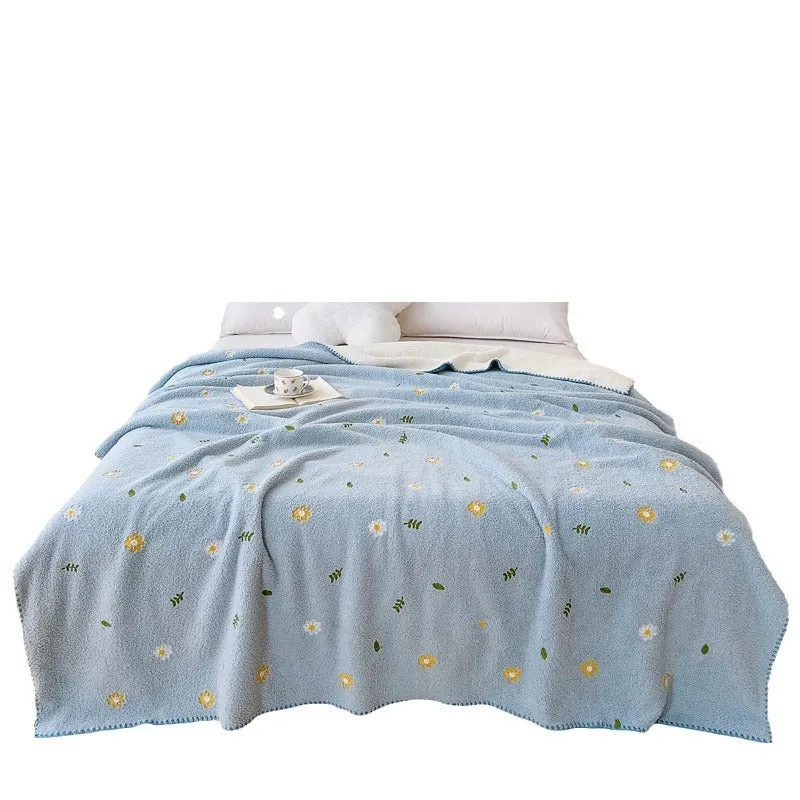 Cloud Velvet multifunctional office nap shawl blanket in Tulip beige with solid colour pattern
