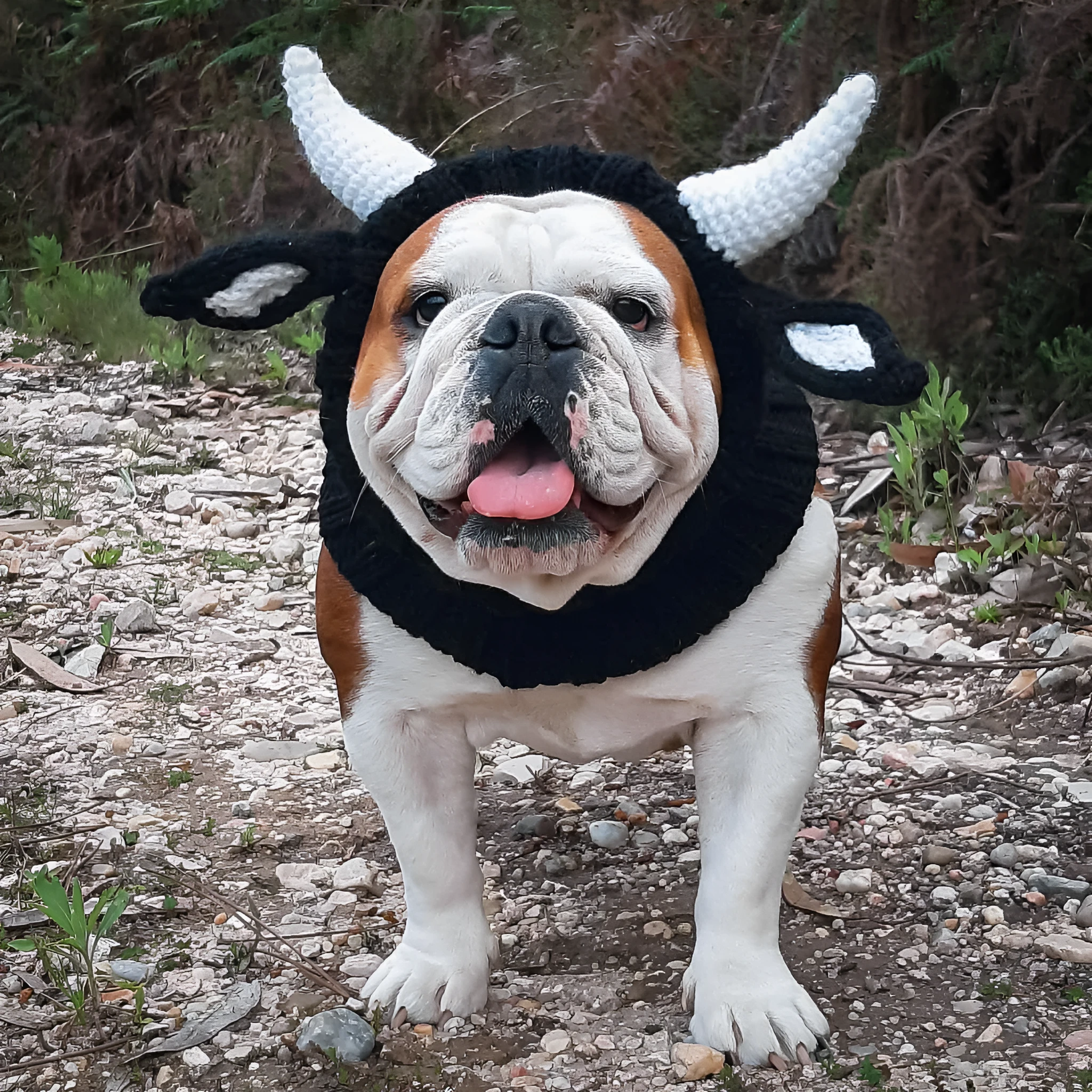 Black Cow thermal windproof knitted dog hat with Jacquard pattern for pets