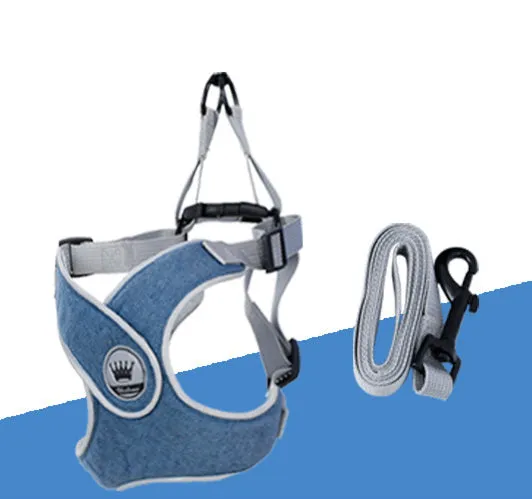 Adjustable mesh dog harness with reflective straps and metal back ring for leash attachment