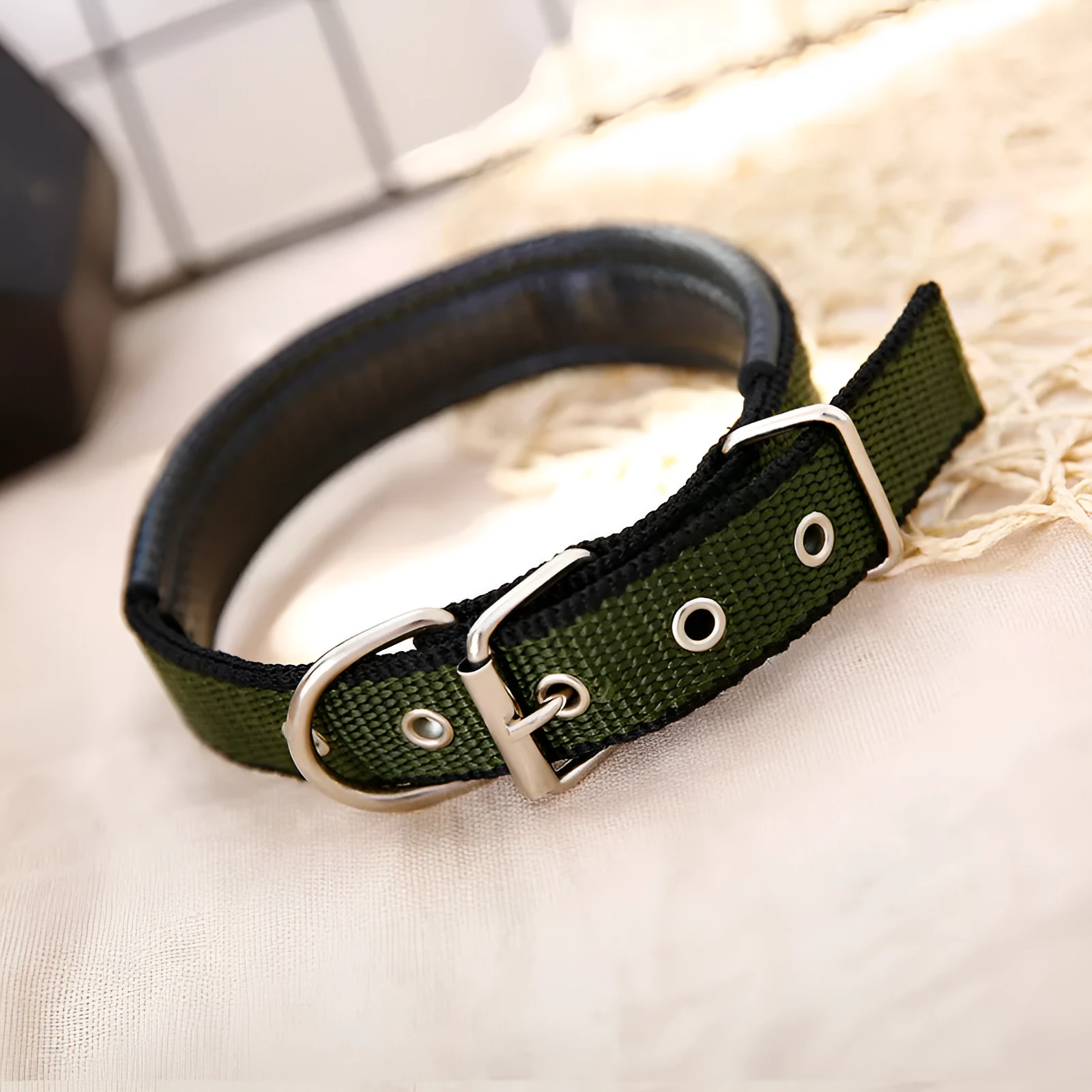 PP braid lined polypropylene PET foam dog collar in blue with nylon construction