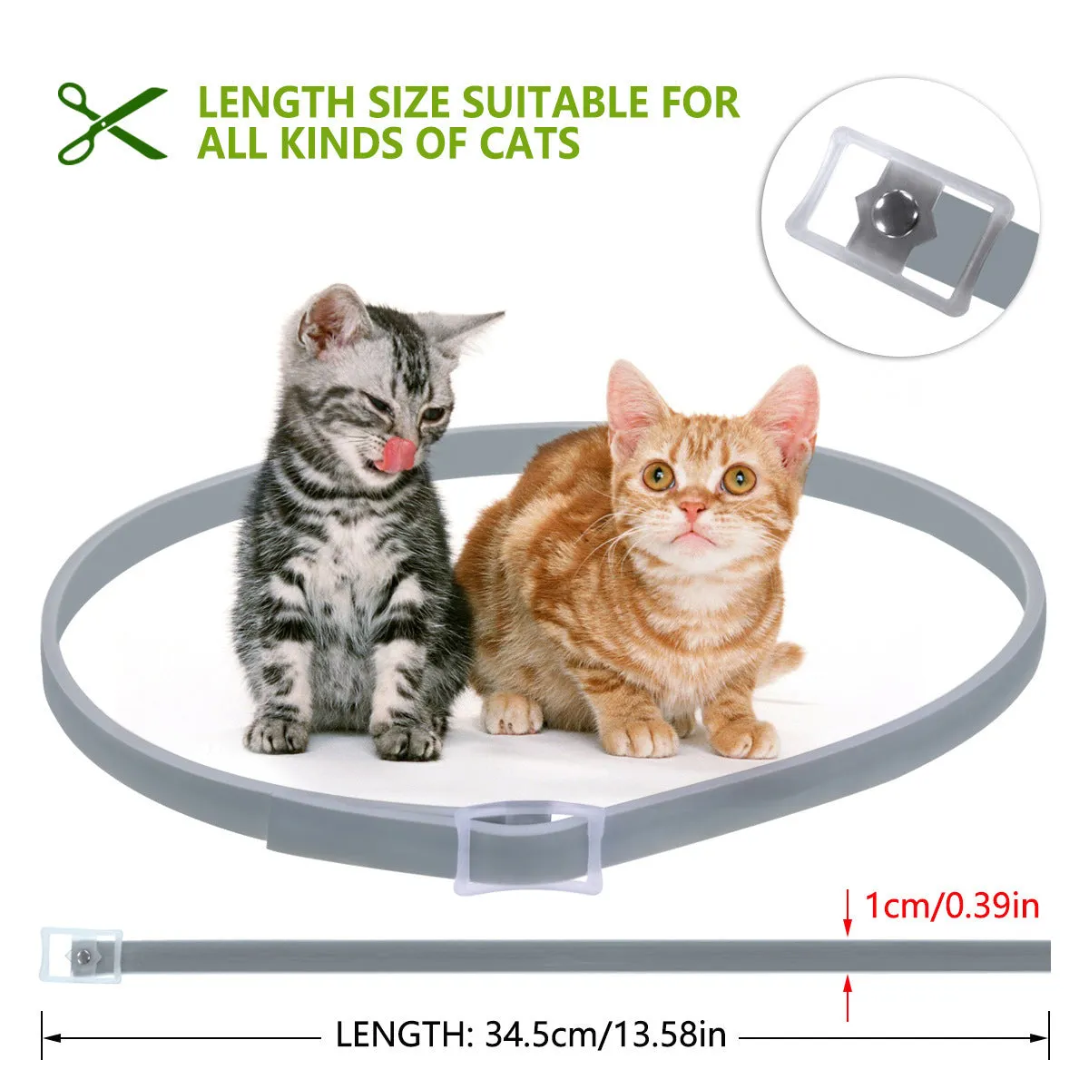 Gray TPE pet insect repellent adjustable collar for cats and dogs