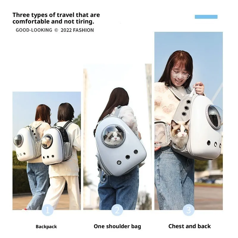 Grey acrylic mesh side open pet backpack for cats and small dogs up to 7.50kg