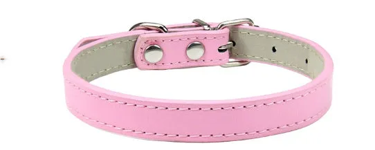 Small medium dog PU collar in monochrome casual style, multiple colours and sizes from XS to XXL