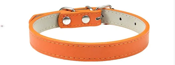 Small medium dog PU collar in monochrome casual style, multiple colours and sizes from XS to XXL