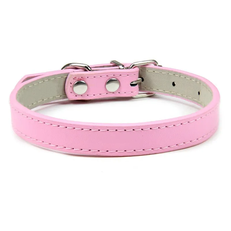 Small medium dog PU collar in monochrome casual style, multiple colours and sizes from XS to XXL